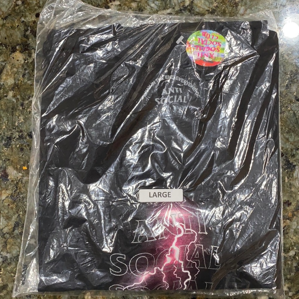 Anti Social Social Club Save Your Tears Pink Lightening T-Shirt Size Large